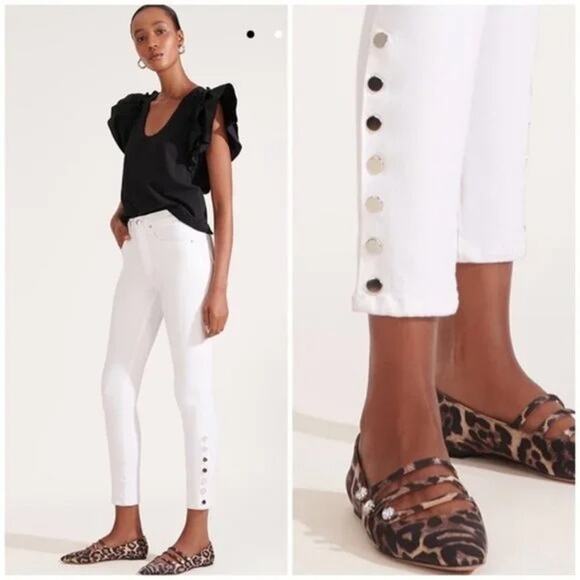 Veronica Beard Kate High Rise Skinny Ankle Jeans with Snaps White Size 29/8 - Picture 1 of 3
